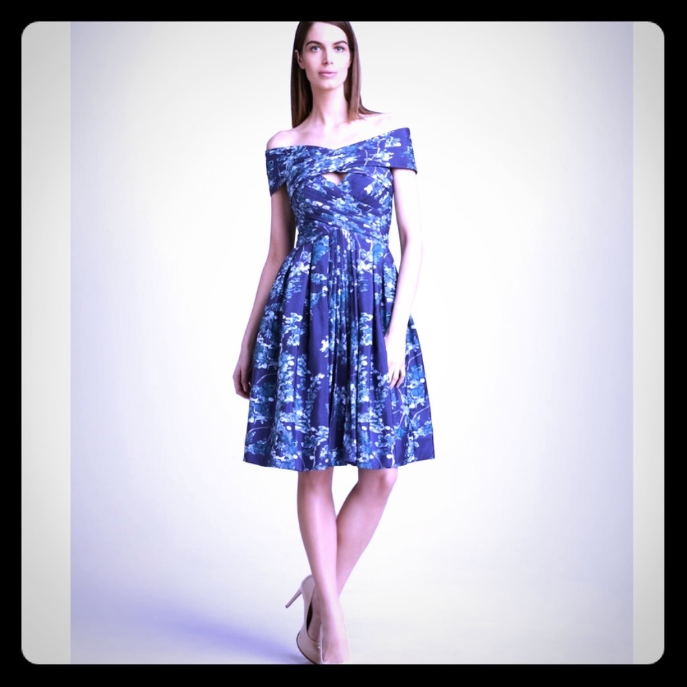 PAMELLA ROLAND Silk Floral Print Cocktail Dress